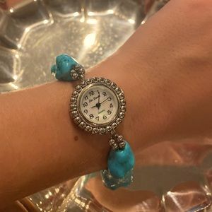 Stainless steel turquoise watch